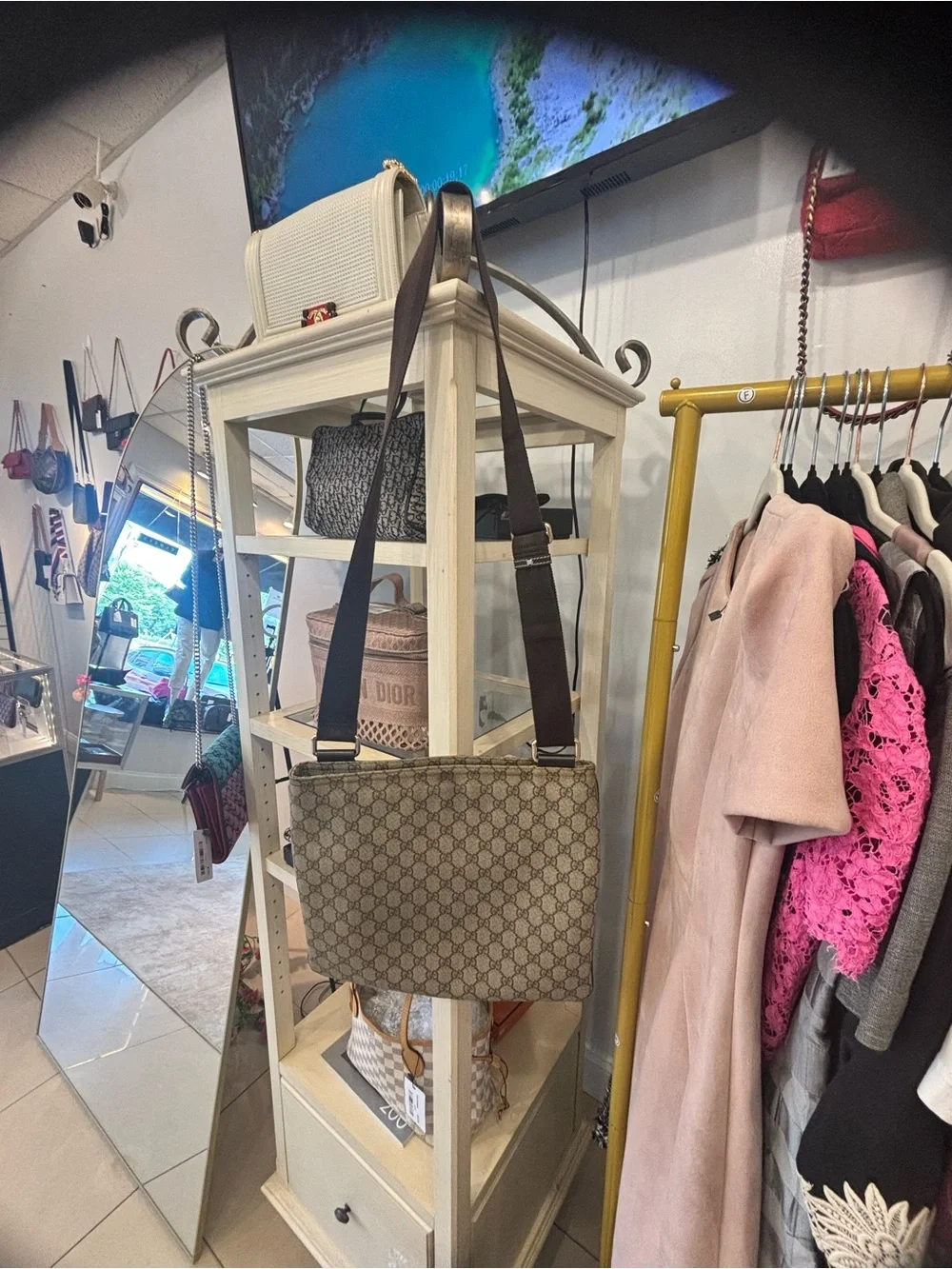 Gucci Beige GG Canvas Crossbody Bag with Adjustable Strap